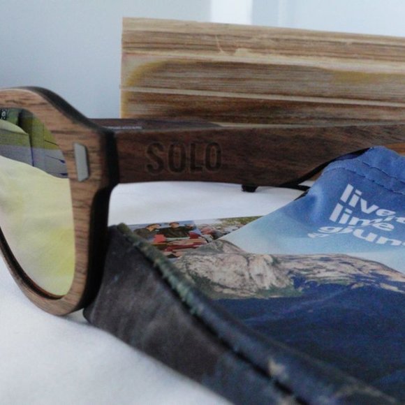 Solo Eyewear Reclaimed Wood Sunglasses Mirror Lenses - Picture 3 of 8